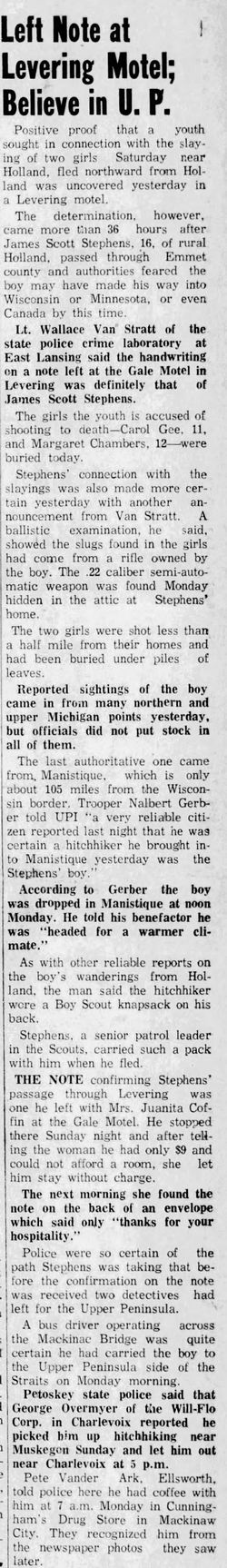 Levering Motel (Gales Motel) - 1961 Article On Slaying